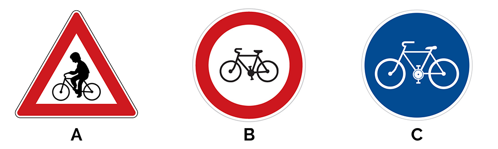 Která dopravní značka označuje stezku pro cyklisty?