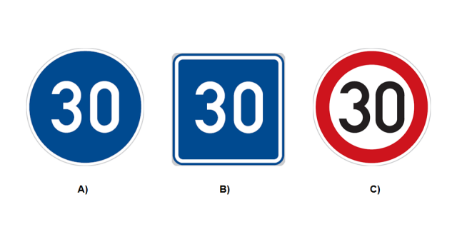 Která z vyobrazených dopravních značek zakazuje řidiči jet rychlostí 40 km/h?