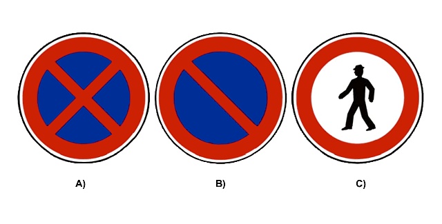 Která z vyobrazených dopravních značek zakazuje stání v označeném úseku pozemní komunikace?
